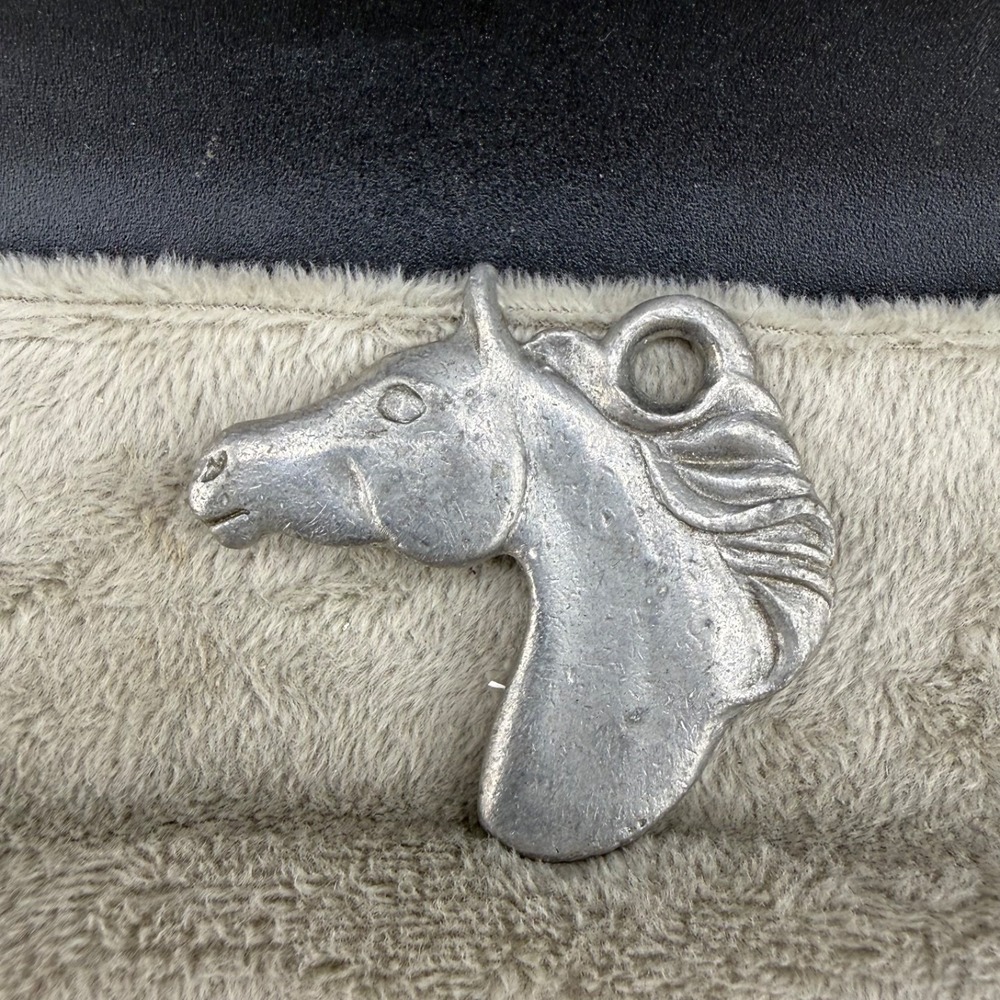 Vintage Seagull Horse Pendant Silver Pewter Equestrian Western Animal 1984
